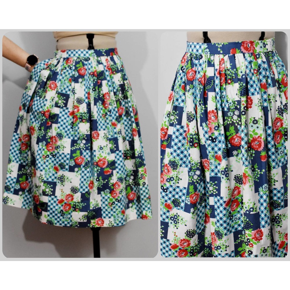 Floral Patchwork 70s Skirt